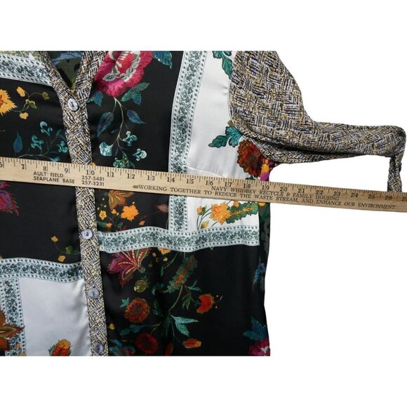 John Mark Shirt‎ Size XS Art To Wear Mixed Media Velvet Embroidered Floral Boho - Picture 14 of 16